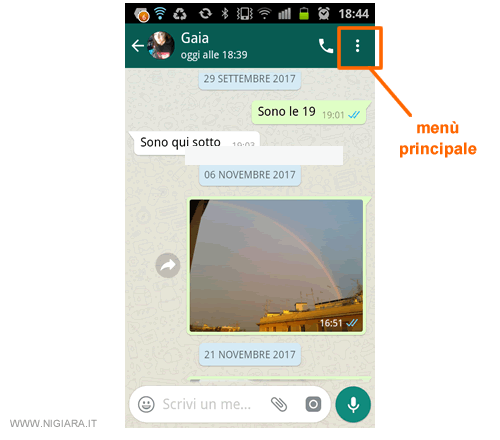 premi sul menù principale di Whatsapp