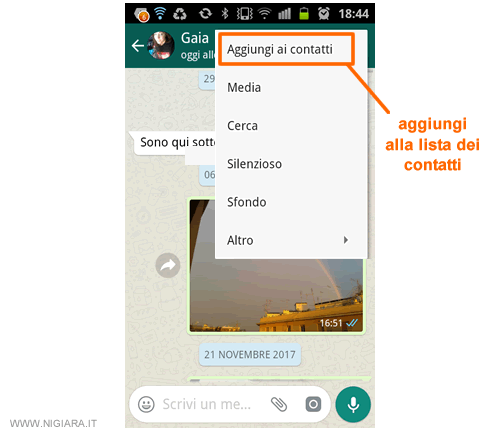 seleziona la voce Aggiungi contatto