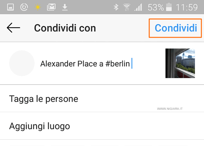premi su Condividi
