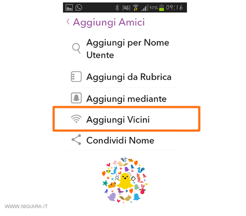 seleziona Aggiungi vicini