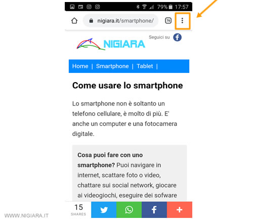 premi sull'icona con tre punti
