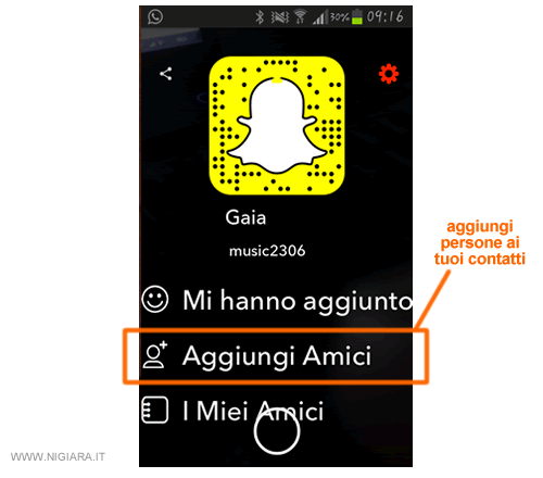seleziona Aggiungi Amici