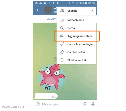 premi su AGGIUNGI AI CONTATTI