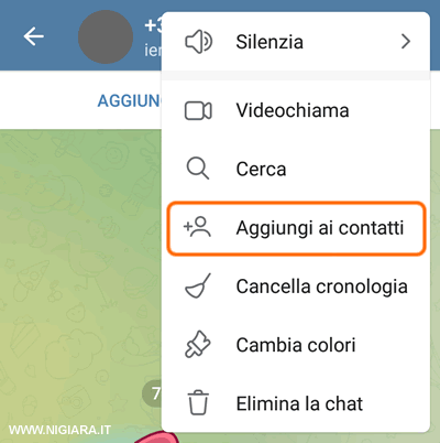 seleziona la voce Aggiungi ai contatti