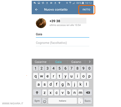come inserire conttatti su Telegram