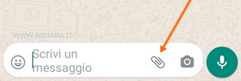 premi sul pulsante per allegare qualcosa al messaggio