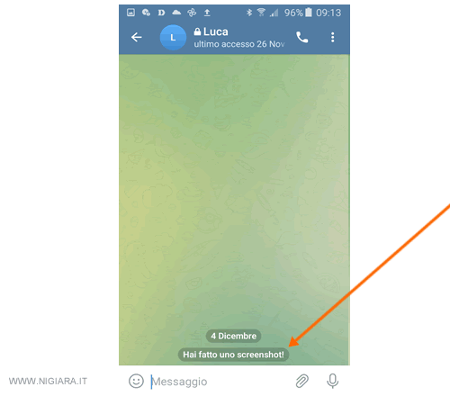 lo screenshot viene rilevato ma non è impedito