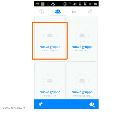 selezionare la voce nuovo gruppo