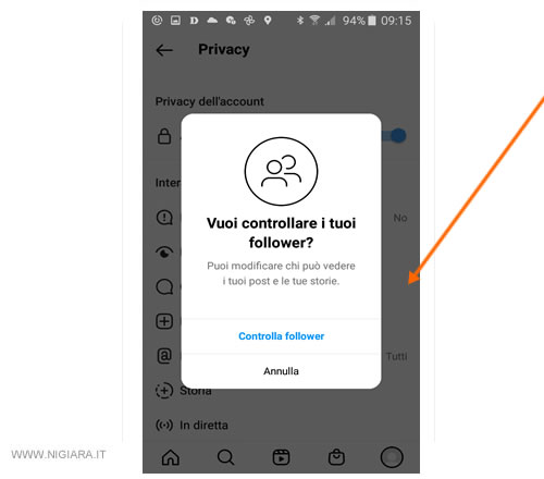 decidi quali follower possono seguirti