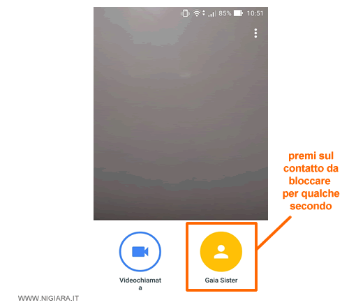 premi per qualche secondo il contatto che vuoi bloccare