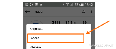 seleziona il pulsante Blocca