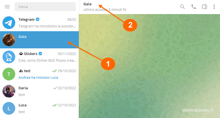 apri la chat della persona