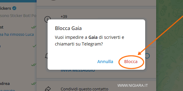 clicca su Blocca