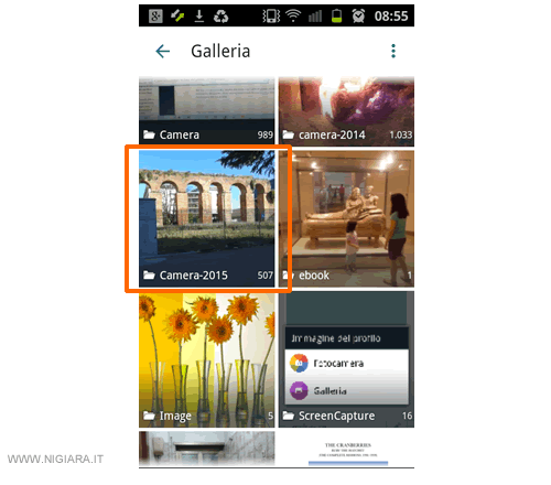 scegli la foto da inserire tra quelle nell'album