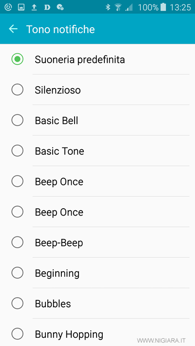 seleziona il tono da utilizzare