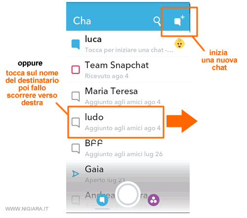 tocca sull'icona della nuova chat in alto a destra
