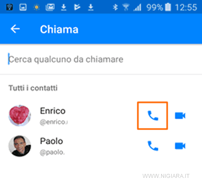 come fare chiamate telefoniche con Facebook Messenger