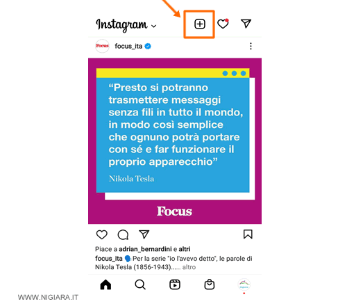premi sull'icona + per scattare una foto