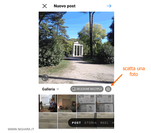 premi sull'icona con il simbolo della macchina fotografica