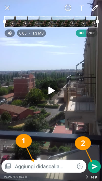 la condivisione del video su Whatsapp
