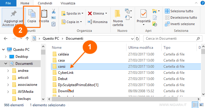 come fare copia e incolla di una cartella
