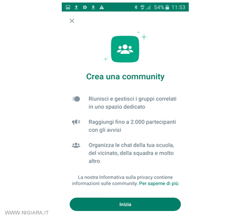 premi su inizia