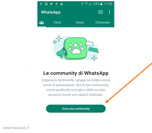 premi su Crea nuova community