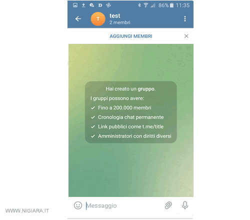 il nuovo gruppo è stato creato
