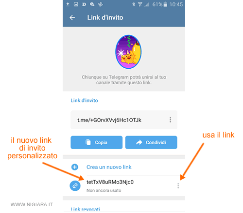 il link di invito personalizzato