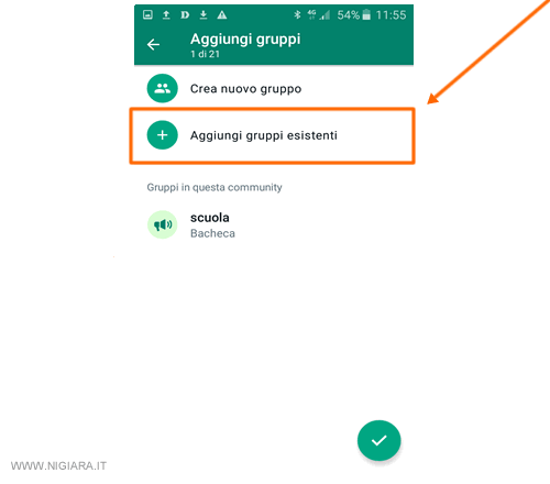 aggiungi i gruppi alla community