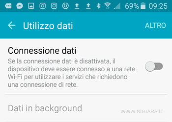 come disattivare la connessione dati su Android