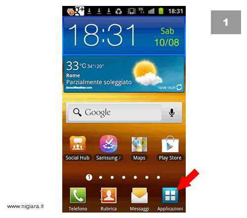 Premi sull'icona Applicazioni nella Home del tuo smartphone