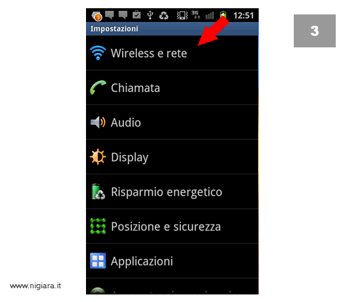 premi sull'icona Wireless e rete