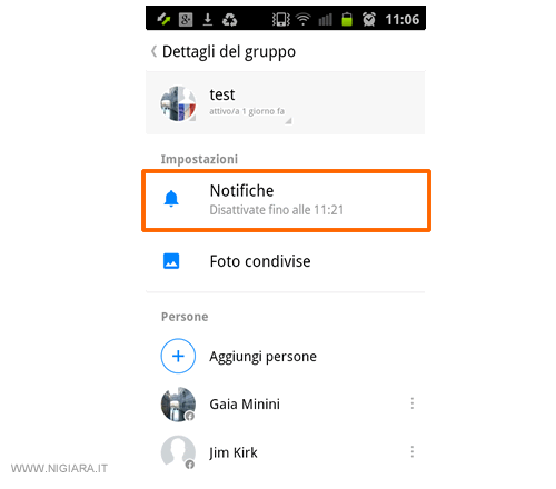 le notifiche sono state disattivate