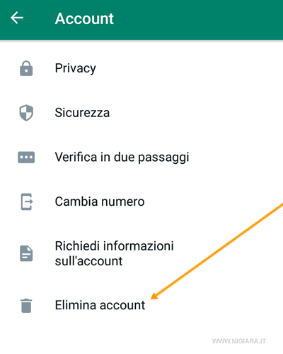 come eliminare account