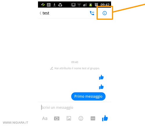 accedi nella pagina delle impostazioni del gruppo chat