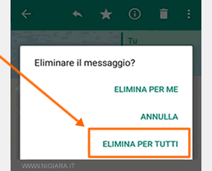 l'opzione ELIMINA PER TUTTI scompare dopo 7 minuti dalla condivisione