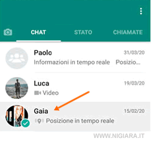 Seleziona la chat che vuoi cancellare