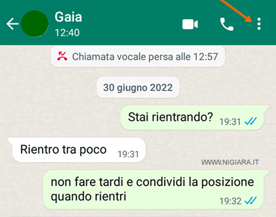 premi sui tre punti verticali in alto a destra