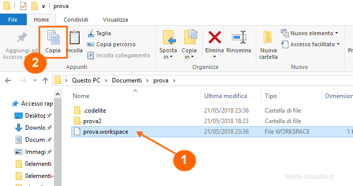 come copiare files su Windows