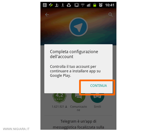 premi su continua e poi salta