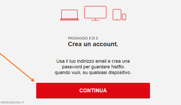 clicca sul pulsante Continua