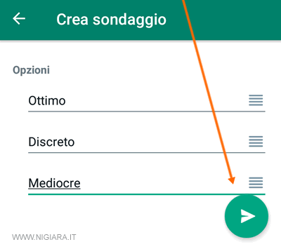 premi sull'icona verde