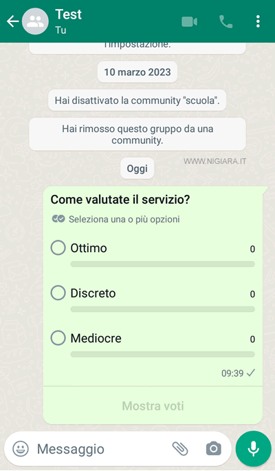 il sondaggio su Whatsapp
