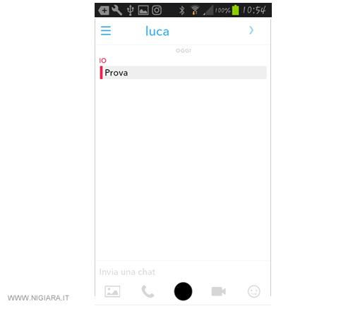 il messaggio è stato spedito via chat