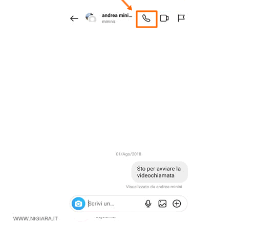 tocca l'icona con il simbolo del telefono