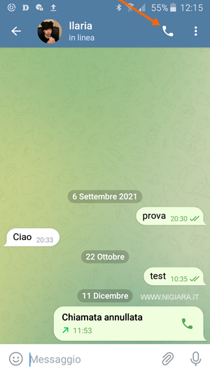 premi sull'icona in alto a destra