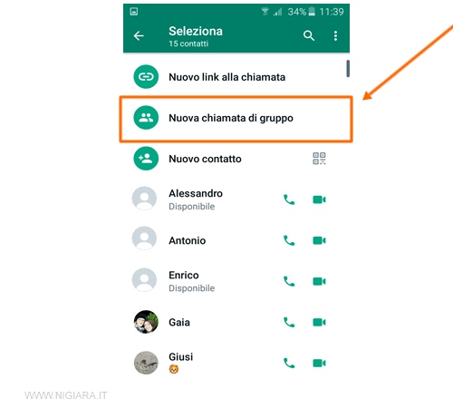 premi su Nuova chiamata di gruppo