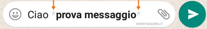 inserisci due asterischi tra la parola o frase