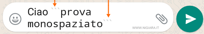 come scrivere un testo monospaziato su Whatsapp